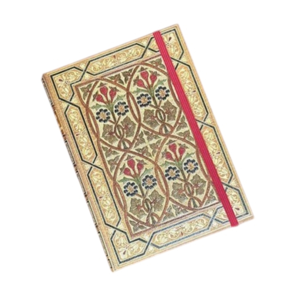 Floral Patterned Journal with Red Elastic